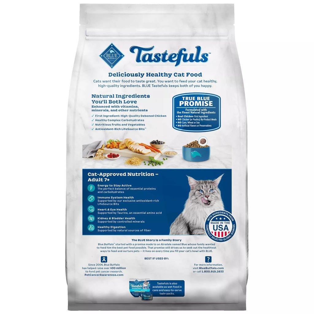 Blue Buffalo Tastefuls  Senior Dry Cat Food - Natural Pet Food, Chicken