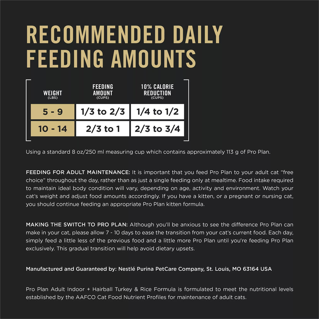 Purina Pro Plan Focus Indoor Adult Dry Cat Food - With Vitamins, High Fiber, Turkey & Rice