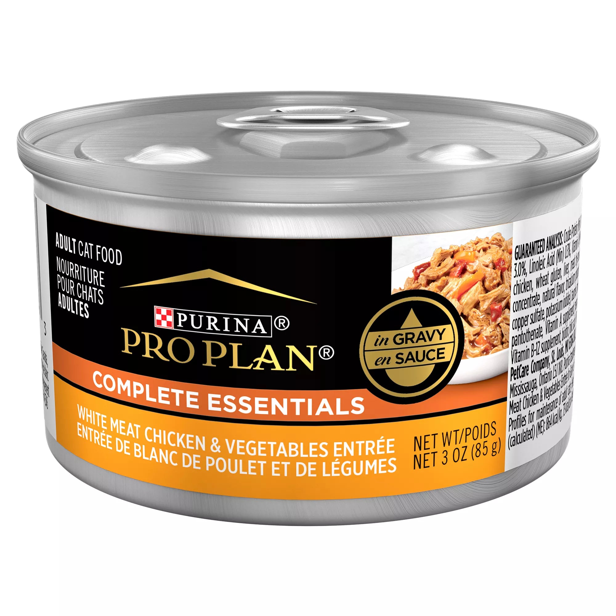 Purina Pro Plan Complete Essentials Wet Cat Food - Adult - Antioxidants, High-Protein Pet Food, in Wet Pet Food in Gravy, 3 Oz