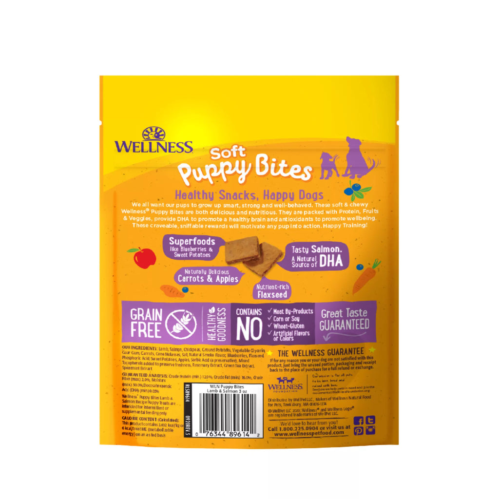 Wellness Soft Puppy Bites Puppy Treats - Natural Pet Food, Grain-Free Pet Food, Lamb & Salmon