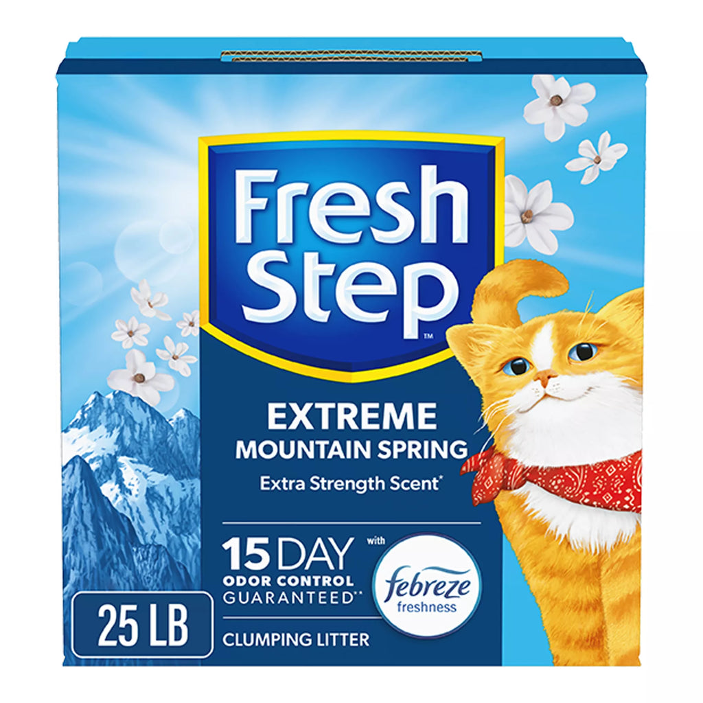 Fresh Step Extreme with Febreze Clumping Clay Cat Litter - Mountain Spring Scented, Low Dust Litter
