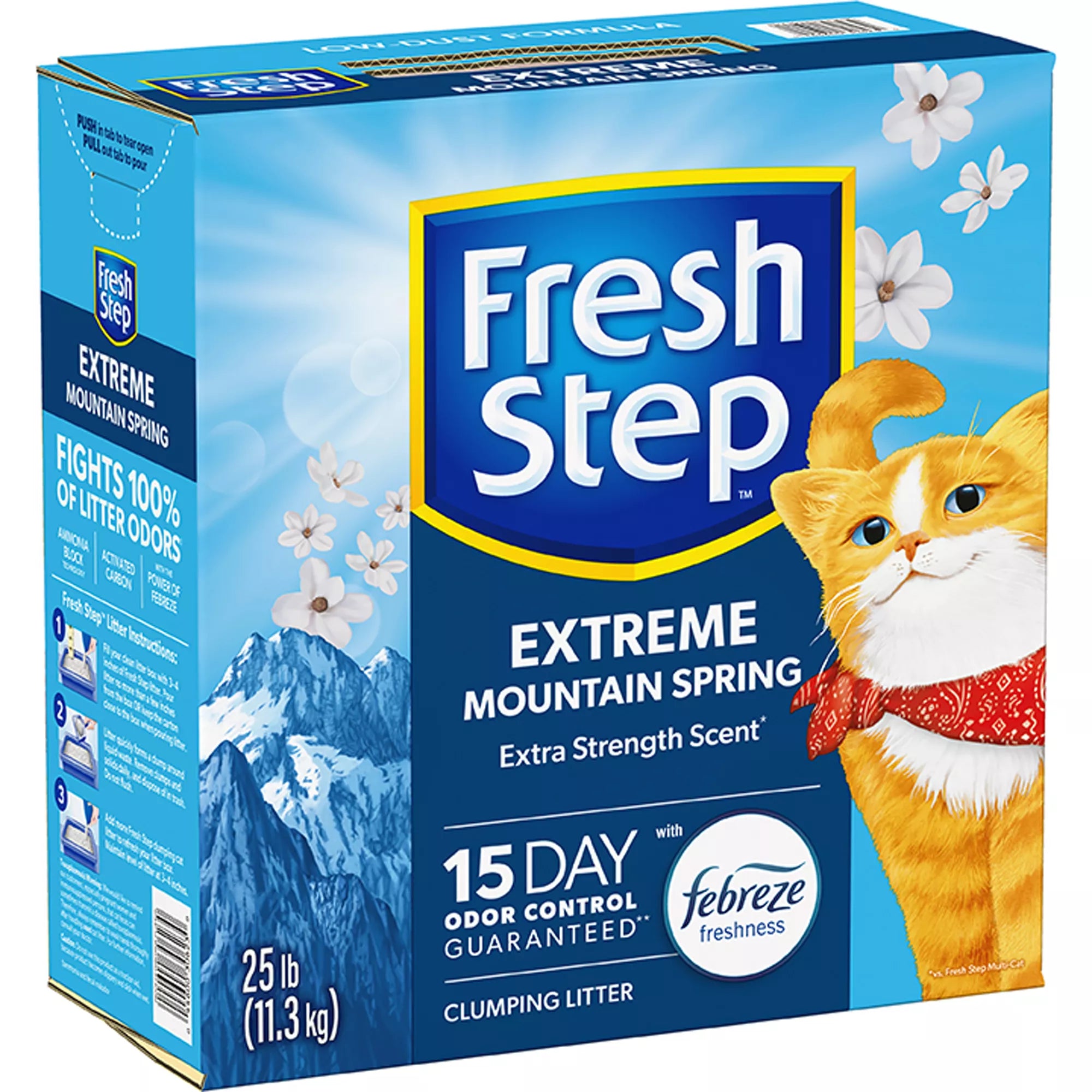 Fresh Step Extreme with Febreze Clumping Clay Cat Litter - Mountain Spring Scented, Low Dust Litter