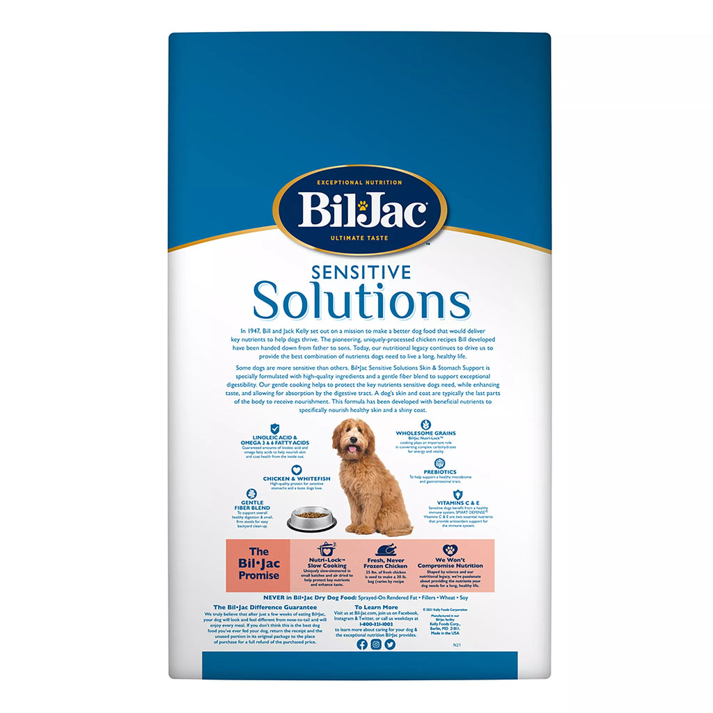 Bil-Jac Sensitive Solutions Skin & Stomach Support All Life Stage Dry Dog Food - Chicken & Whitefish