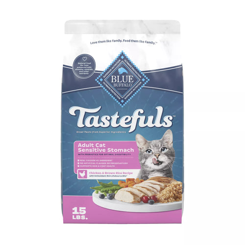 Blue Buffalo Tastefuls Sensitive Stomach Adult Dry Cat Food - Natural Pet Food, Chicken