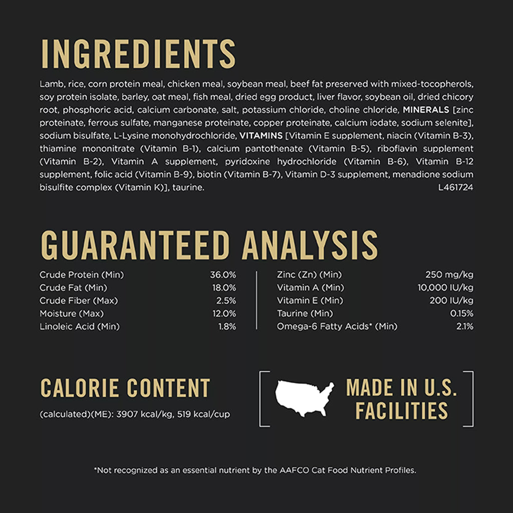 Purina Pro Plan Specialized  Adult Dry Cat Food - No Artificial Colors or Flavors, Lamb & Rice