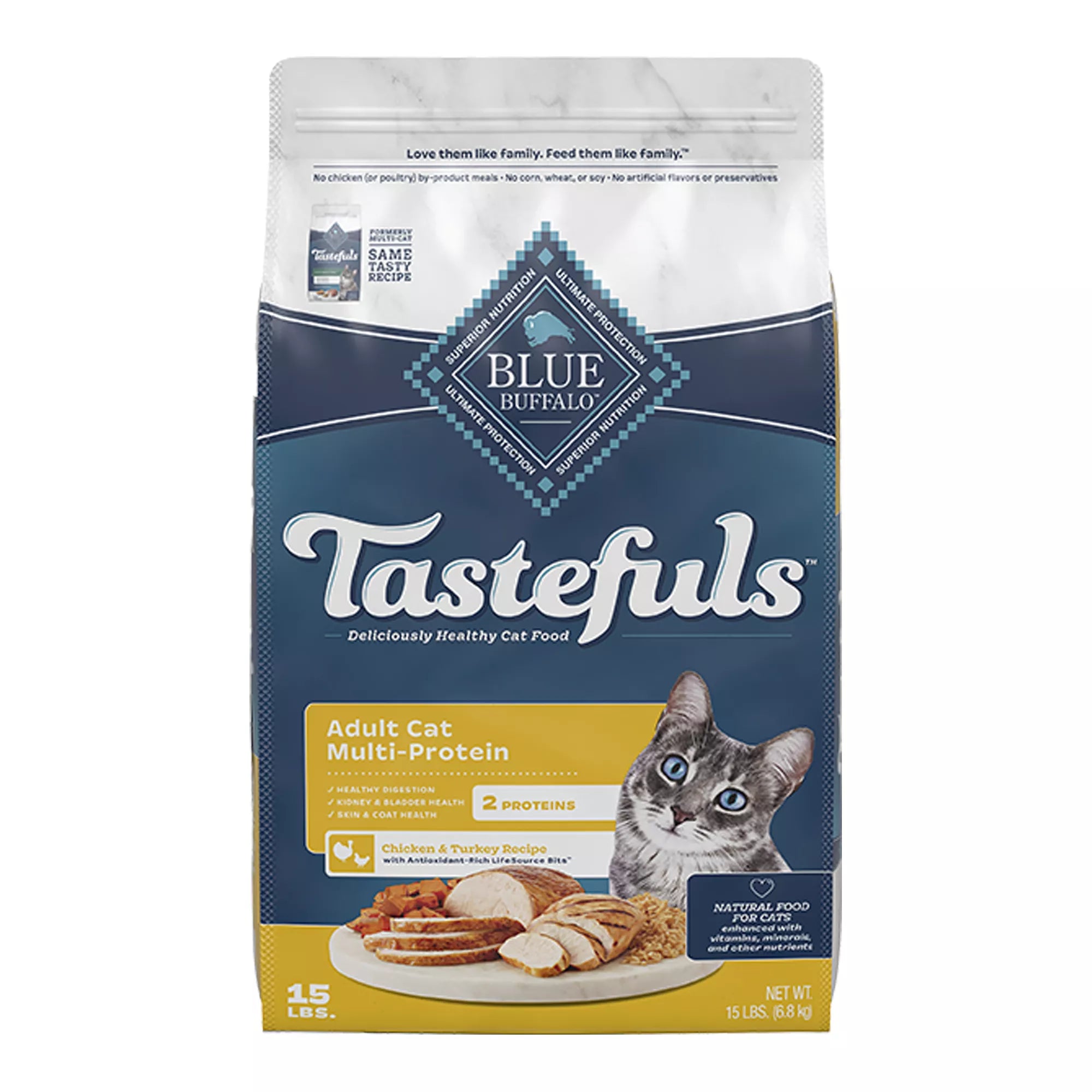 Blue Buffalo Tastefuls  Adult Dry Cat Food - Natural Pet Food, Chicken & Turkey