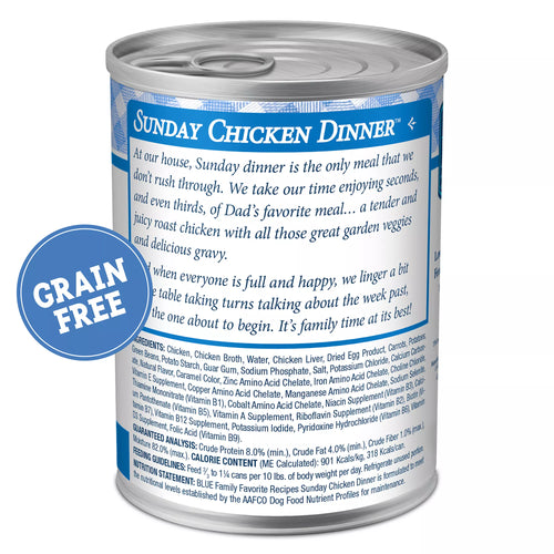 Blue Buffalo Family Favorites Adult Wet Dog Food - Sunday Chicken Dinner, 12.5 oz