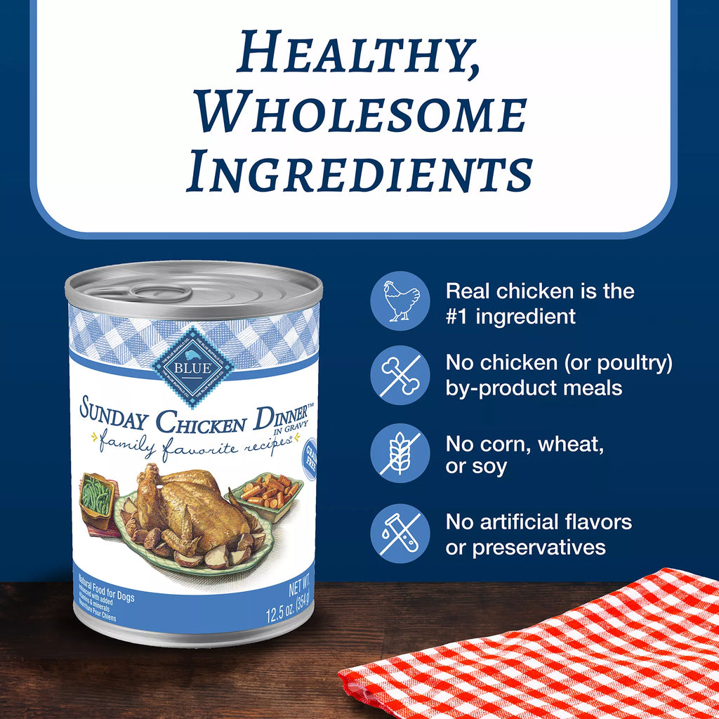 Blue Buffalo Family Favorites Adult Wet Dog Food - Sunday Chicken Dinner, 12.5 oz