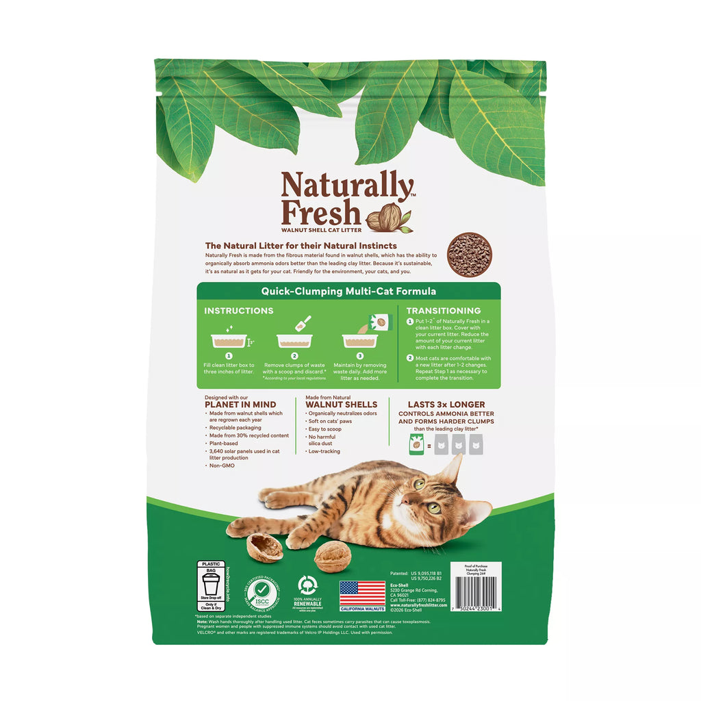 Natural Pet Foodly Fresh Clumping Walnut Cat Litter - Low Tracking, Natural Pet Food