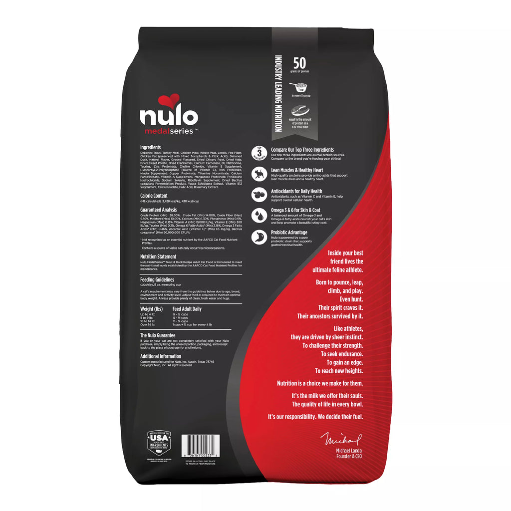 Nulo MedalSeries  Adult Dry Cat Food - Grain-Free Pet Food, Trout & Duck