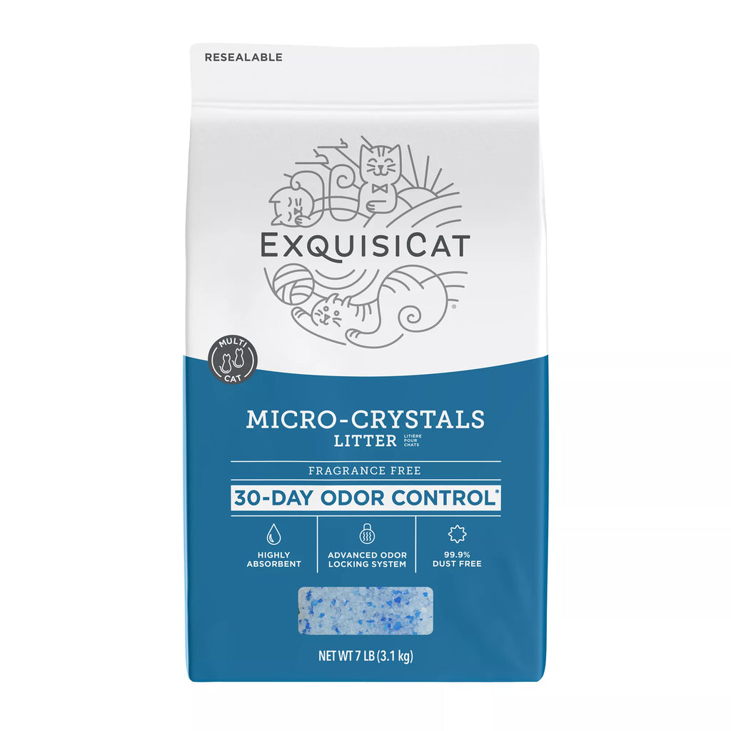 ExquisiCat Micro Crystals Multi-Cat Silica Cat Litter - Unscented Pet Litter, Low Dust Litter