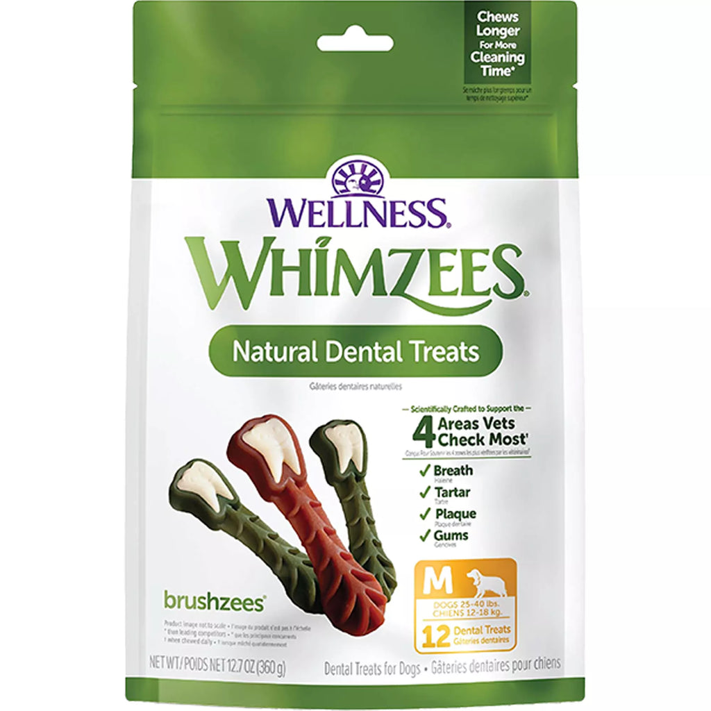 WHIMZEES Brushzees Medium Dental Dog Treat - Natural Pet Food, Grain-Free Pet Food