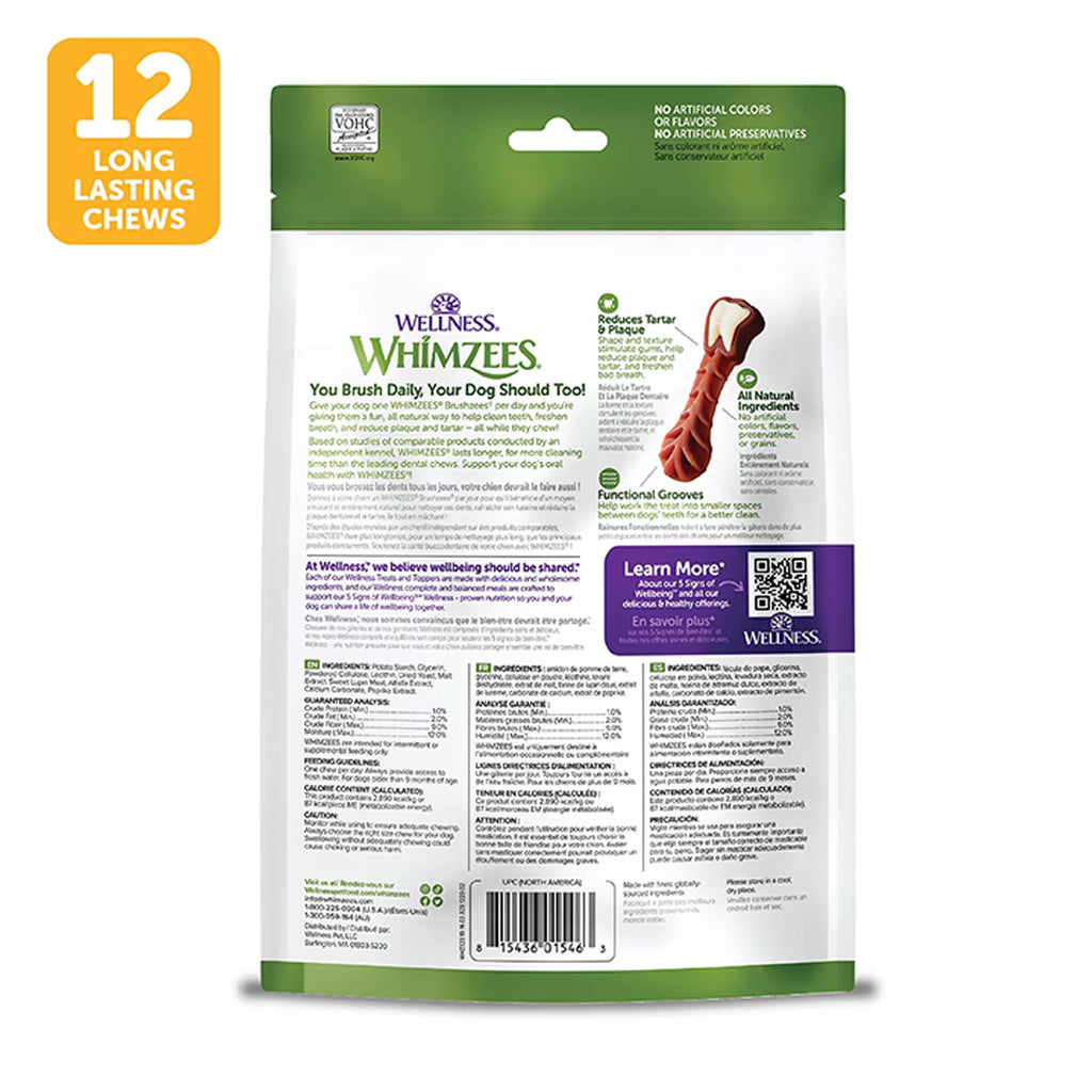 WHIMZEES Brushzees Medium Dental Dog Treat - Natural Pet Food, Grain-Free Pet Food