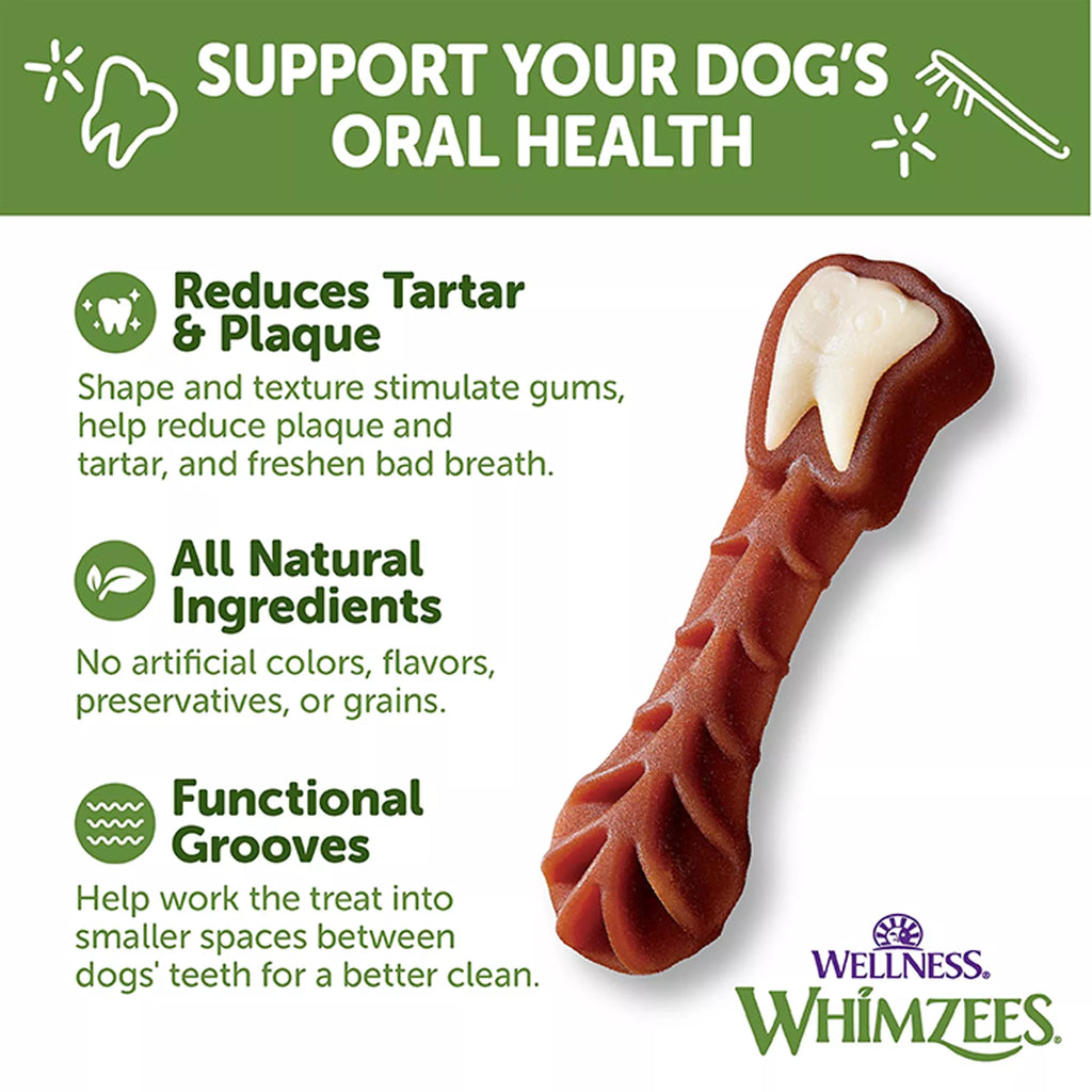 WHIMZEES Brushzees Medium Dental Dog Treat - Natural Pet Food, Grain-Free Pet Food