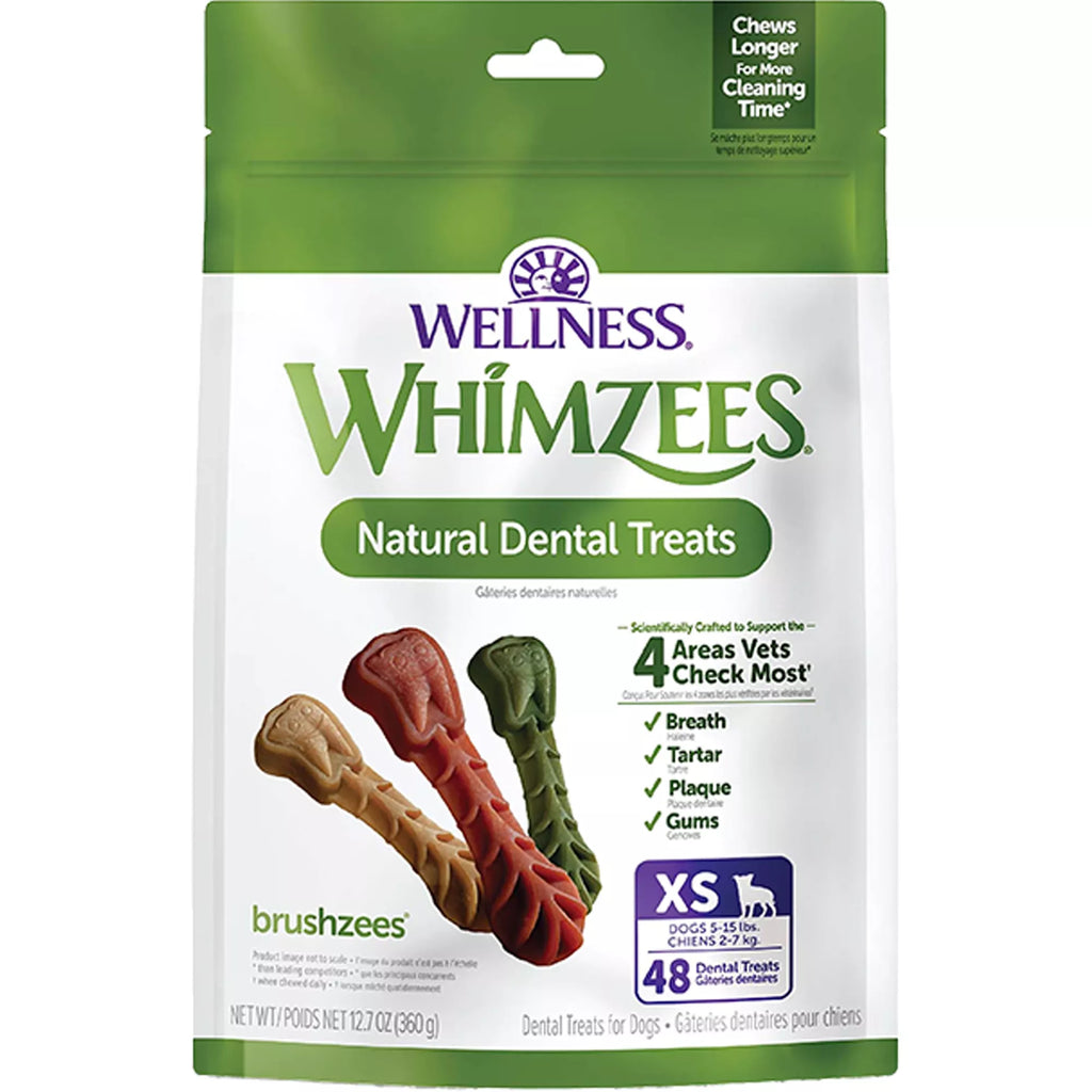 WHIMZEES Brushzees Extra Small Dental Dog Treat - Natural Pet Food, Grain-Free Pet Food