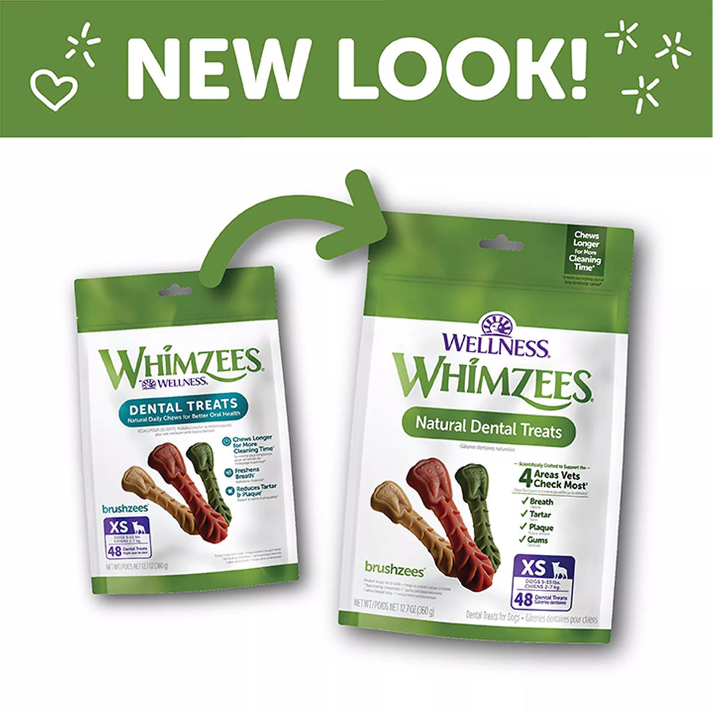 WHIMZEES Brushzees Extra Small Dental Dog Treat - Natural Pet Food, Grain-Free Pet Food