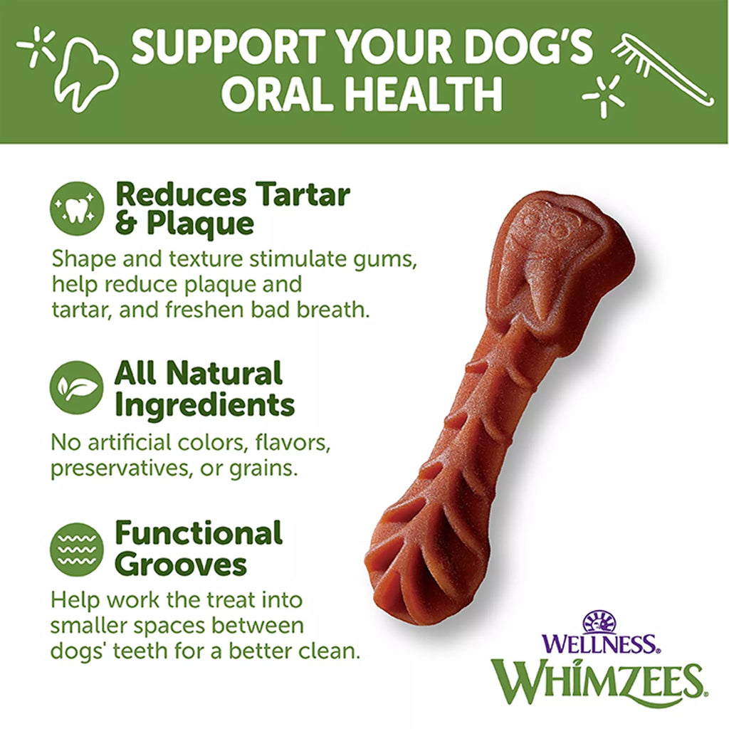 WHIMZEES Brushzees Extra Small Dental Dog Treat - Natural Pet Food, Grain-Free Pet Food