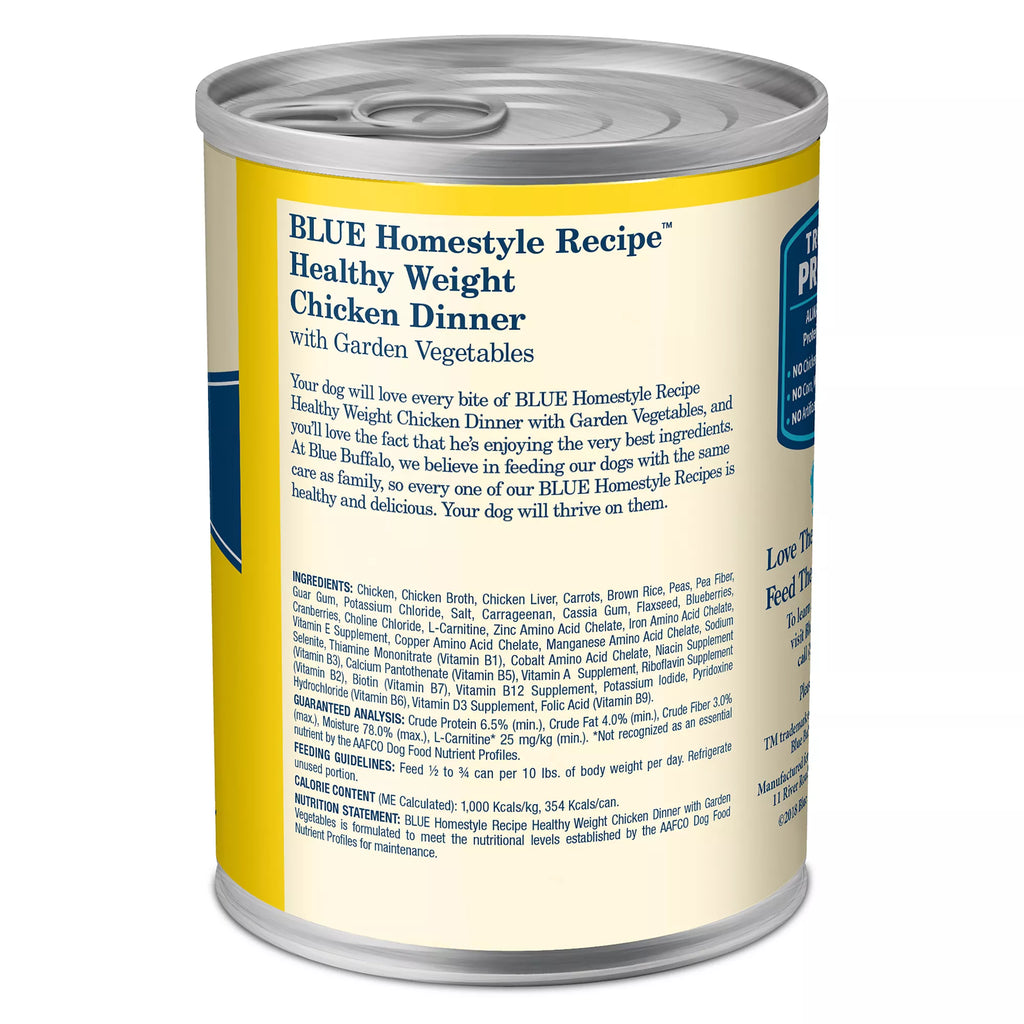 Blue Buffalo Homestyle Recipe Healthy Weight Adult Wet Dog Food - Chicken Dinner, 12.5 oz