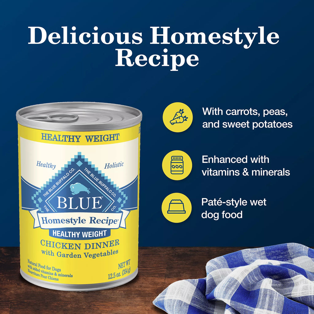Blue Buffalo Homestyle Recipe Healthy Weight Adult Wet Dog Food - Chicken Dinner, 12.5 oz