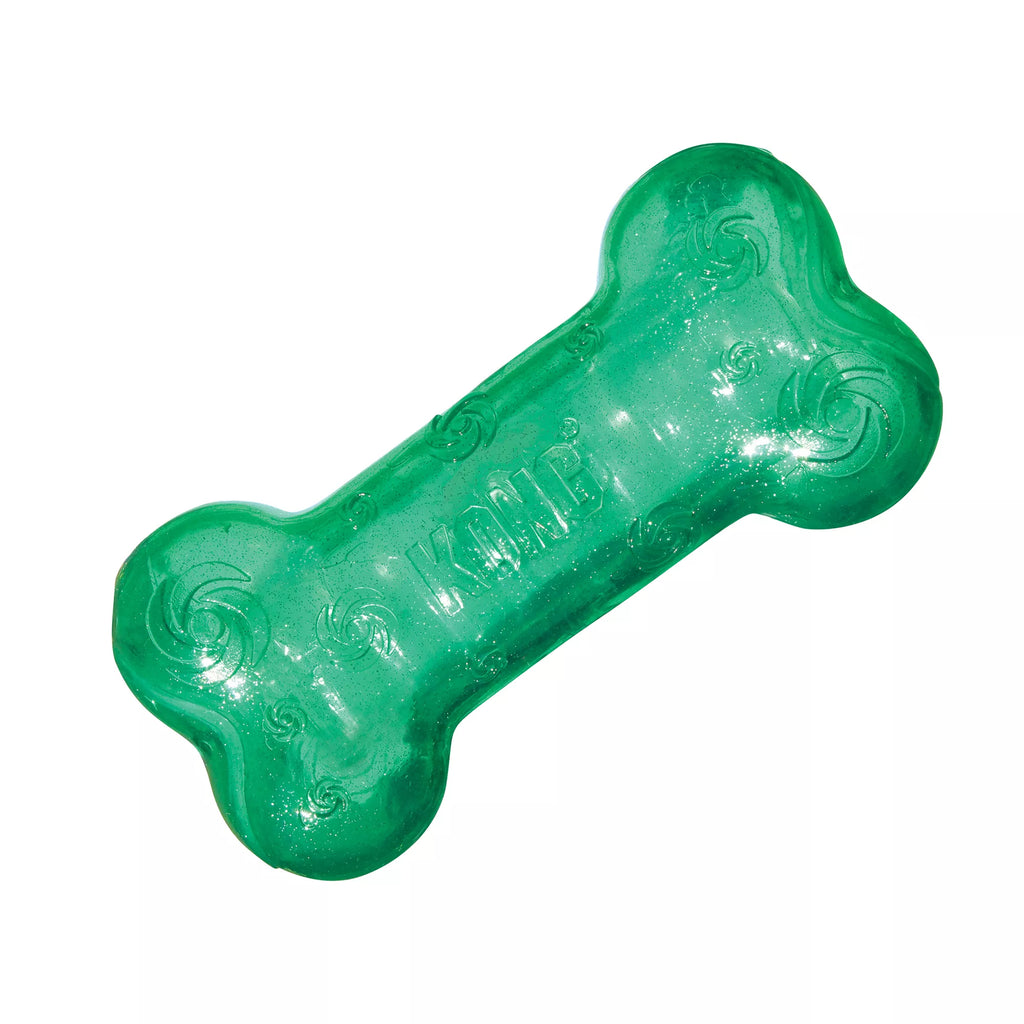 KONG Crackle Squeezz Bone Dog Toy - Squeaker (COLOR VARIES)