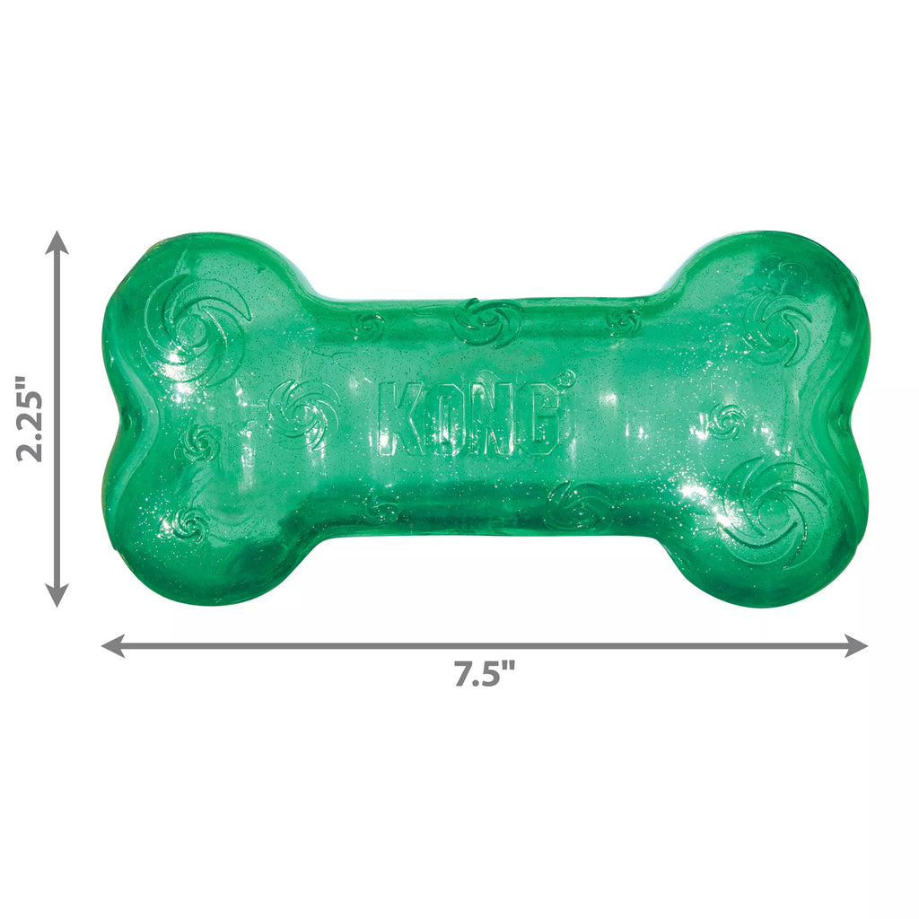 KONG Crackle Squeezz Bone Dog Toy - Squeaker (COLOR VARIES)