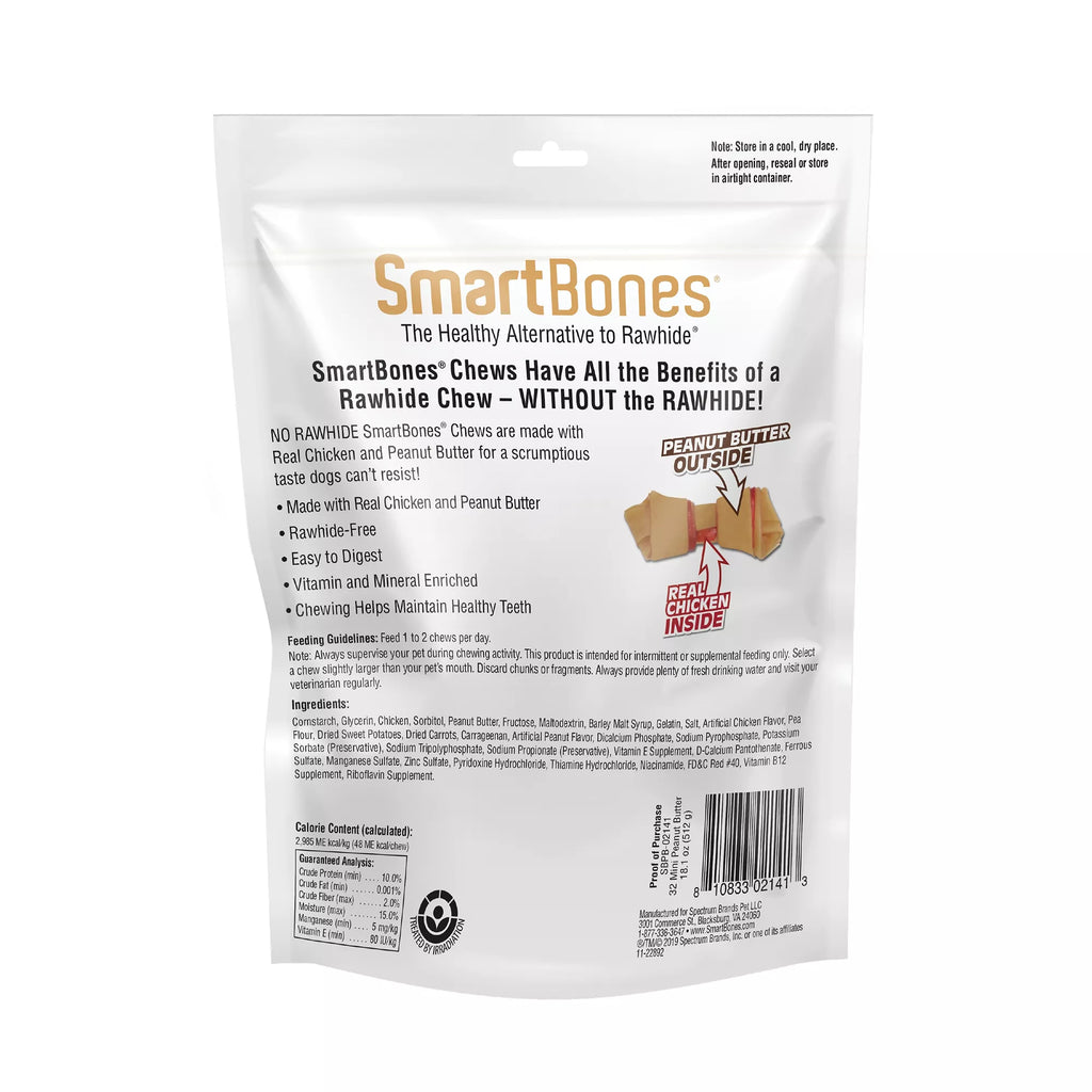 SmartBones Mini Chews Dog Treat - Peanut Butter
