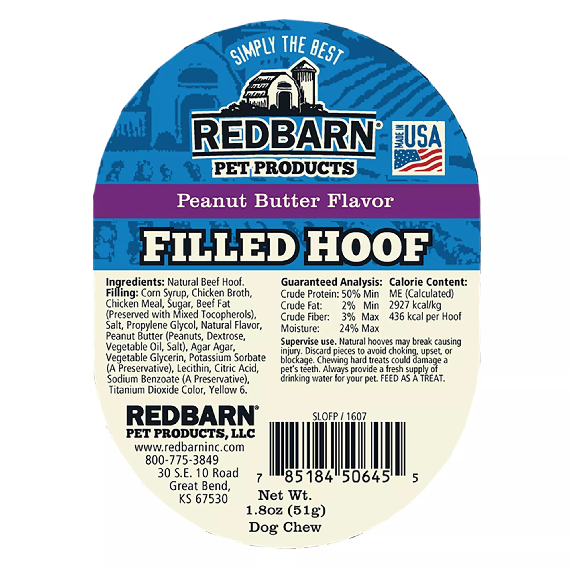 Redbarn Peanut Butter Filled Hoof Dog Treat