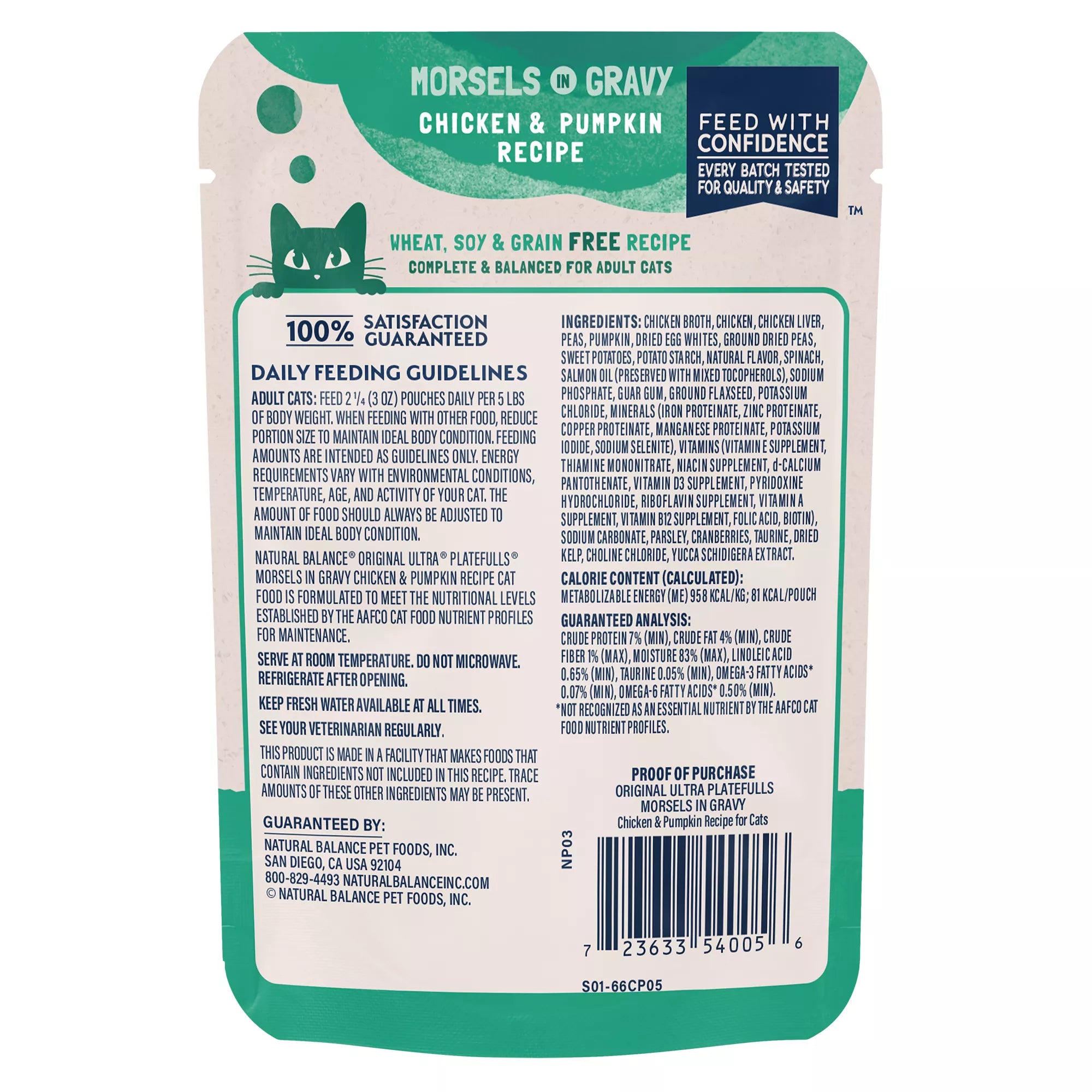 Natural Pet Food Balance Platefulls Adult Cat Food - Grain-Free Pet Food, Chicken & Pumpkin