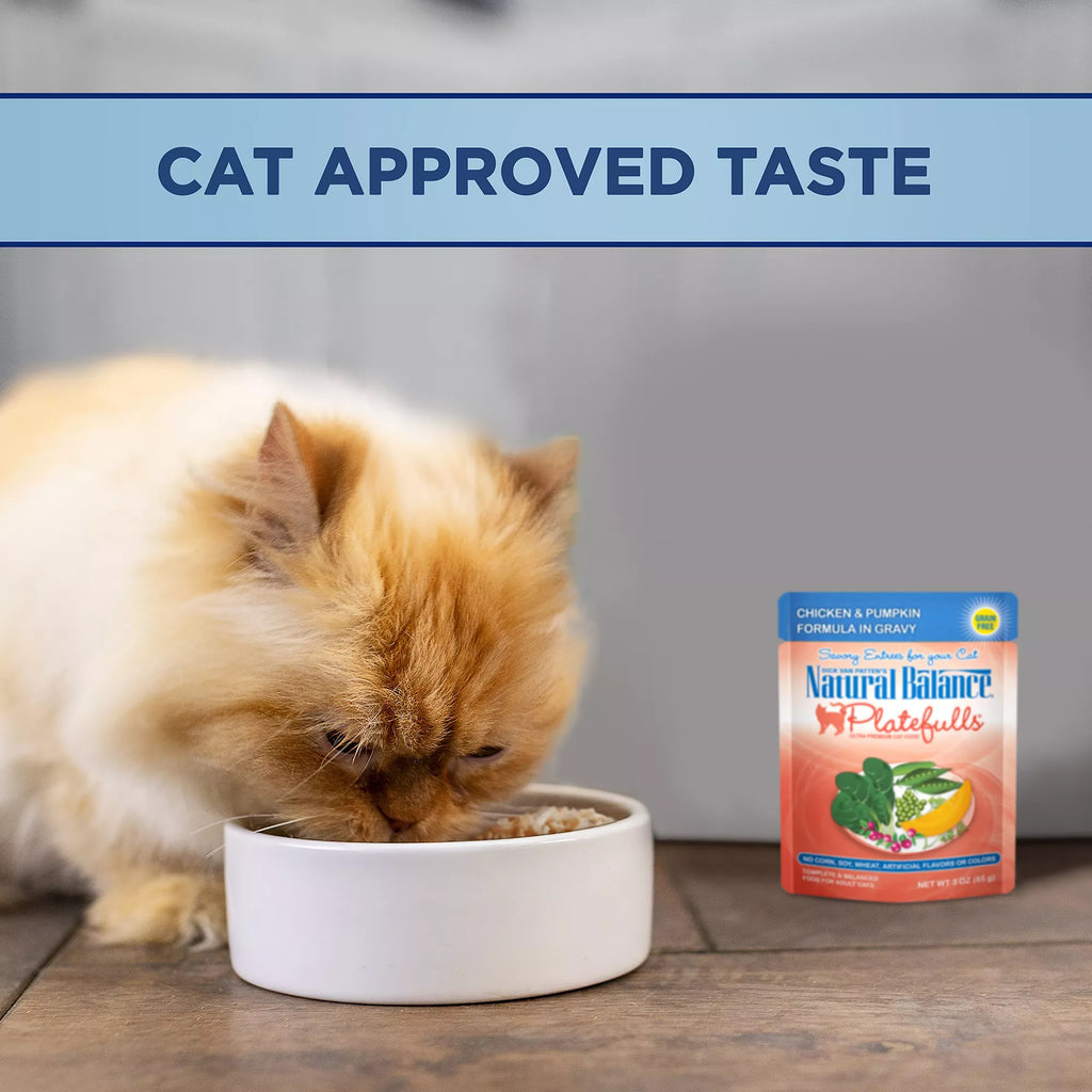 Natural Pet Food Balance Platefulls Adult Cat Food - Grain-Free Pet Food, Chicken & Pumpkin