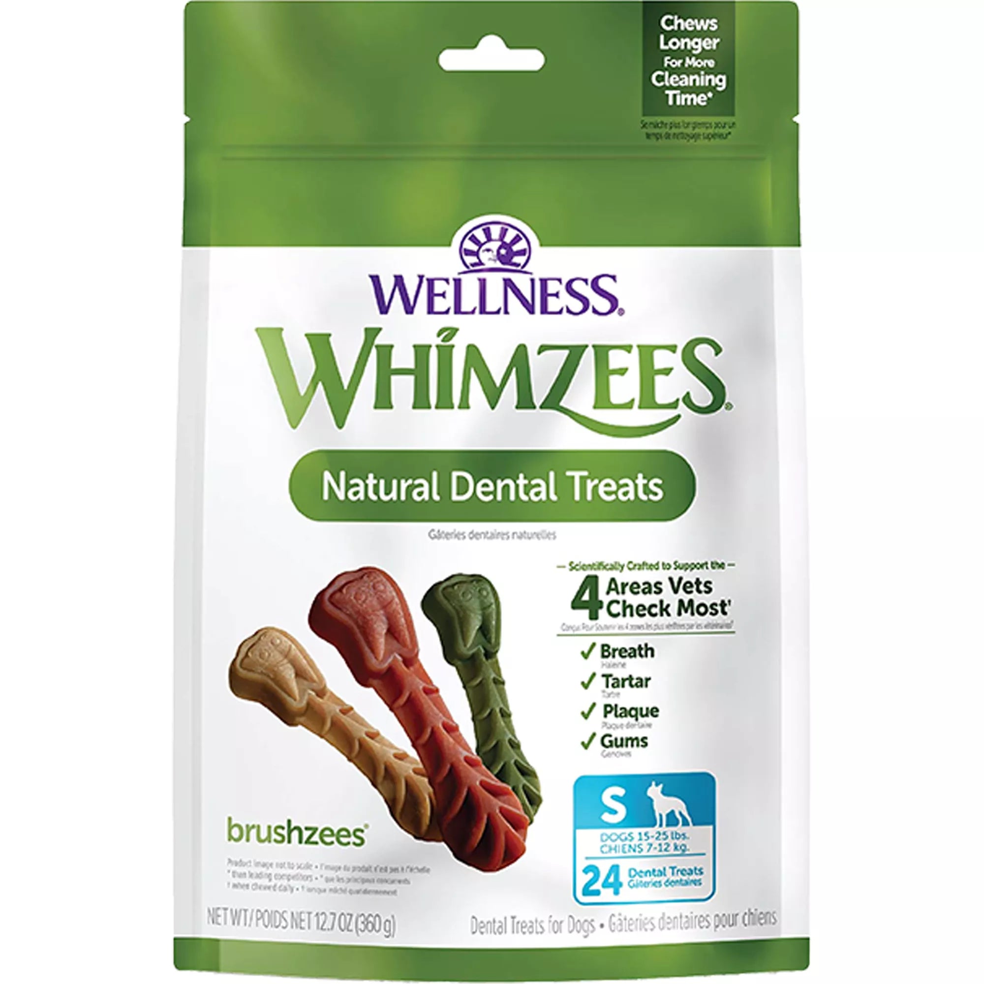 WHIMZEES Brushzees Small Dental Dog Treat - Natural Pet Food, Grain-Free Pet Food