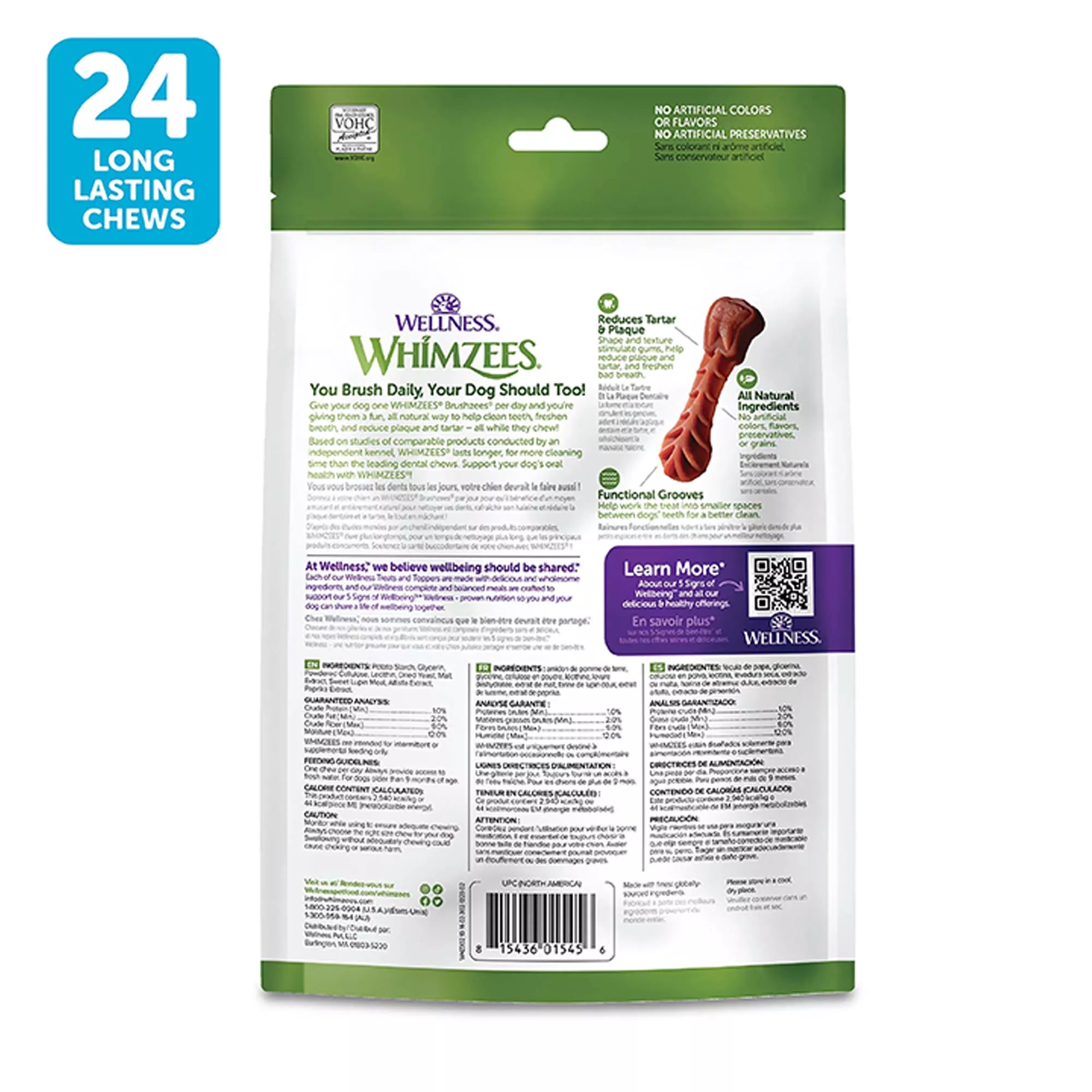 WHIMZEES Brushzees Small Dental Dog Treat - Natural Pet Food, Grain-Free Pet Food