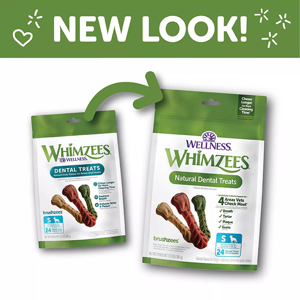 WHIMZEES Brushzees Small Dental Dog Treat - Natural Pet Food, Grain-Free Pet Food