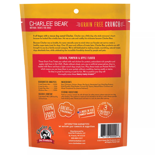 Charlee Bear Bear Crunch Natural Pet Food, Grain-Free Pet Food, Chicken, Pumpkin & Apple Dog Treat