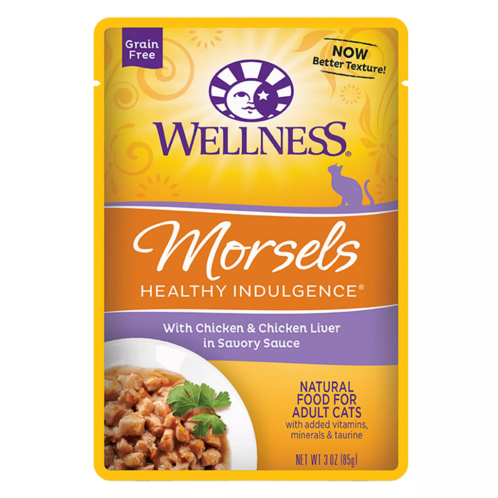 Wellness Healthy Indulgence Morsels Adult Cat Food - Grain-Free Pet Food, Natural Pet Food, Chicken & Chicken Liver
