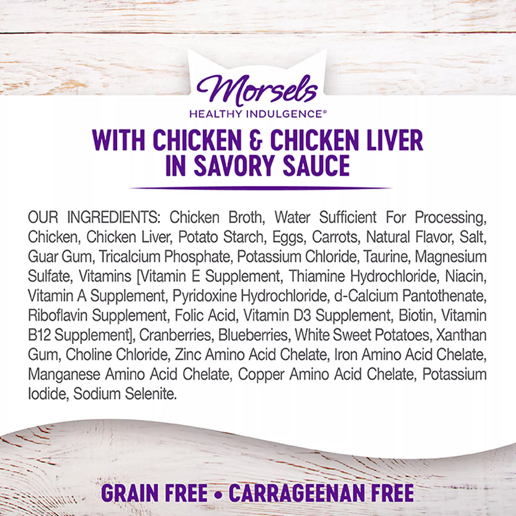 Wellness Healthy Indulgence Morsels Adult Cat Food - Grain-Free Pet Food, Natural Pet Food, Chicken & Chicken Liver