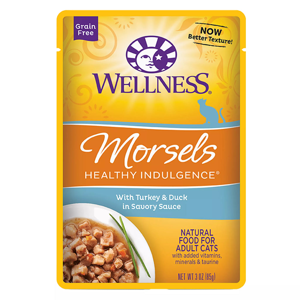 Wellness Healthy Indulgence Morsels Adult Cat Food - Grain-Free Pet Food, Natural Pet Food, Turkey & Duck