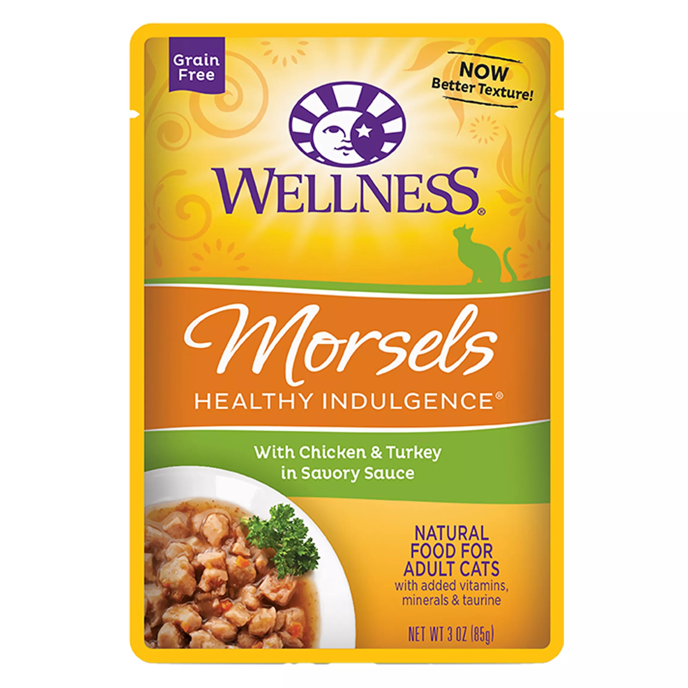 Wellness Healthy Indulgence Morsels Adult Cat Food - Grain-Free Pet Food, Natural Pet Food, Chicken & Turkey