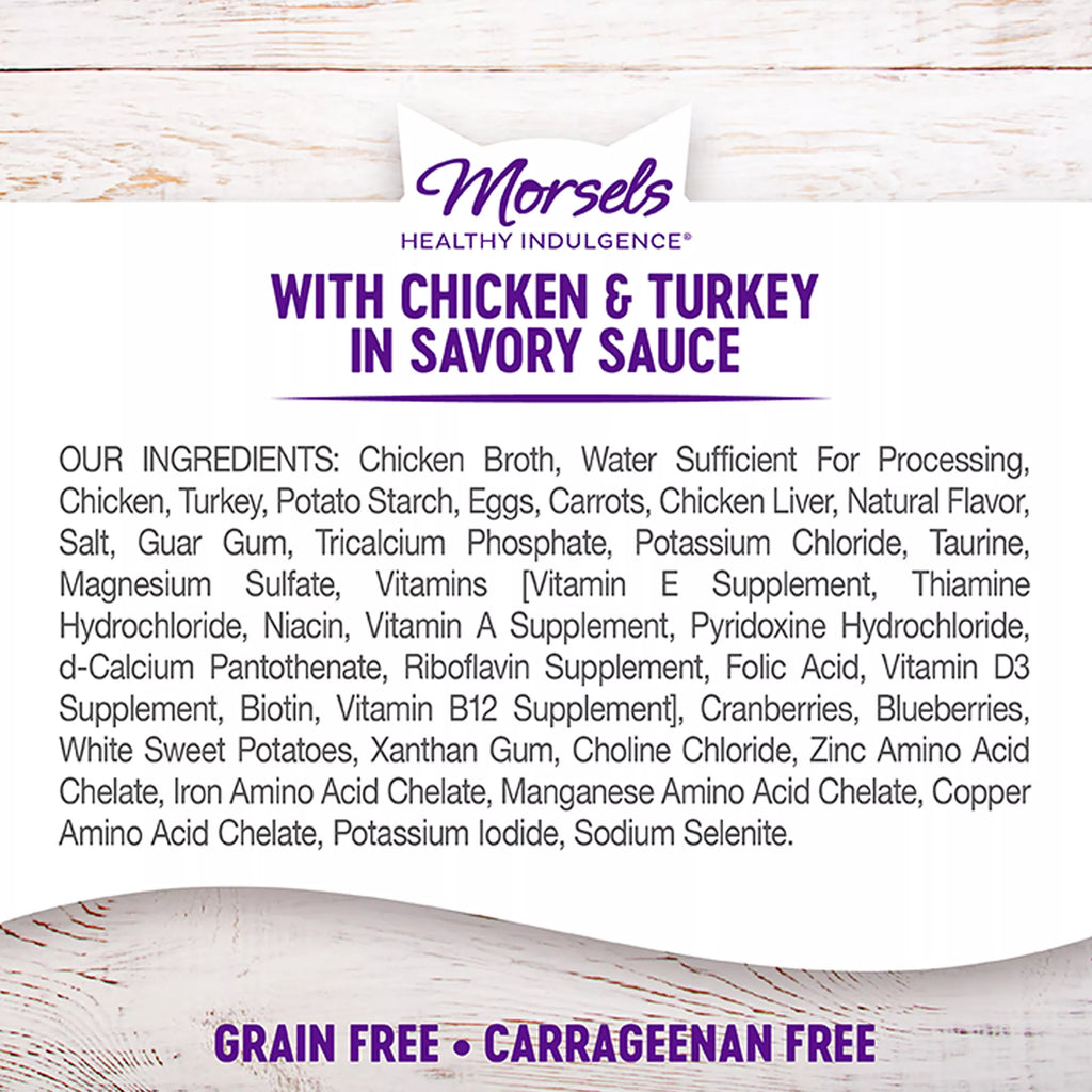 Wellness Healthy Indulgence Morsels Adult Cat Food - Grain-Free Pet Food, Natural Pet Food, Chicken & Turkey
