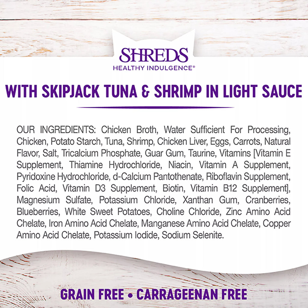 Wellness Healthy Indulgence Shreds Adult Cat Food - Grain-Free Pet Food, Natural Pet Food, SkipJack Tuna & Shrimp