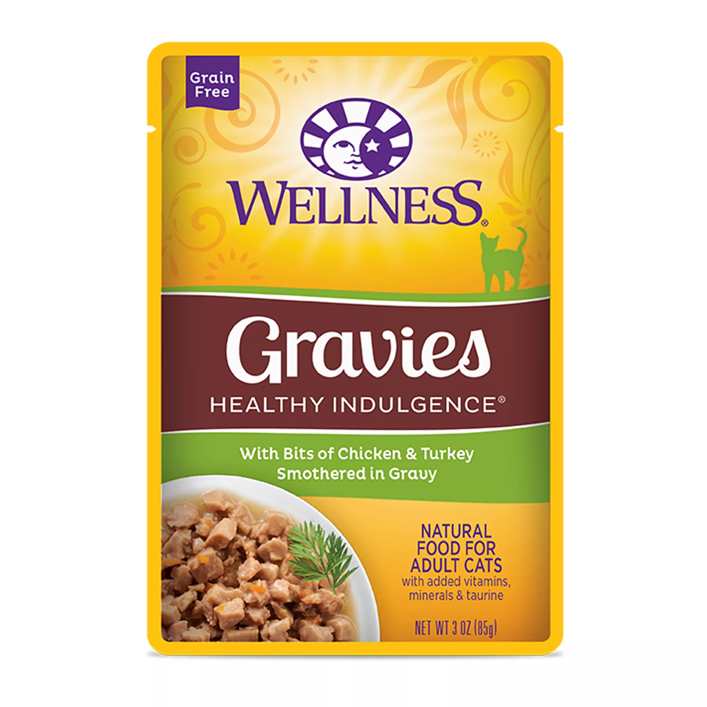 Wellness Healthy Indulgence Gravies Adult Cat Food - Grain-Free Pet Food, Natural Pet Food, Chicken & Turkey