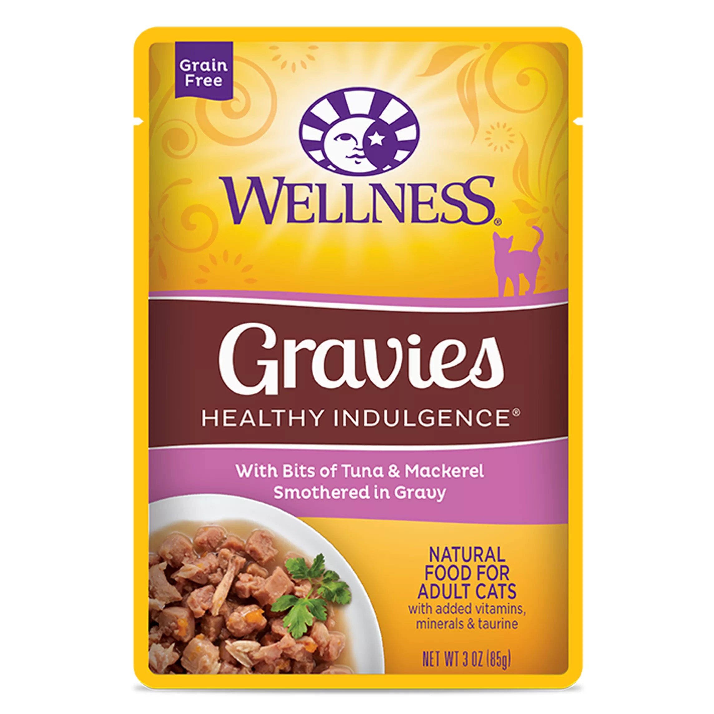 Wellness Healthy Indulgence Gravies Adult Cat Food - Grain-Free Pet Food, Natural Pet Food, Tuna & Mackerel