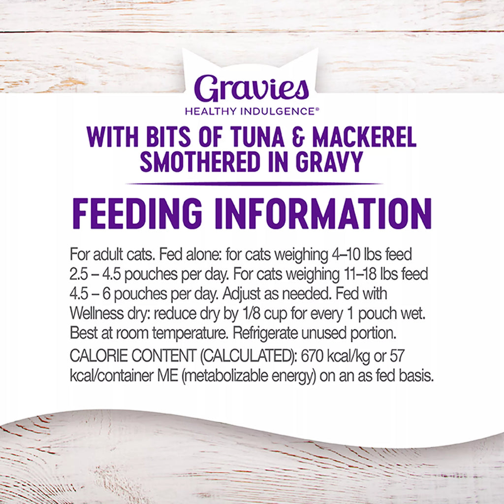 Wellness Healthy Indulgence Gravies Adult Cat Food - Grain-Free Pet Food, Natural Pet Food, Tuna & Mackerel