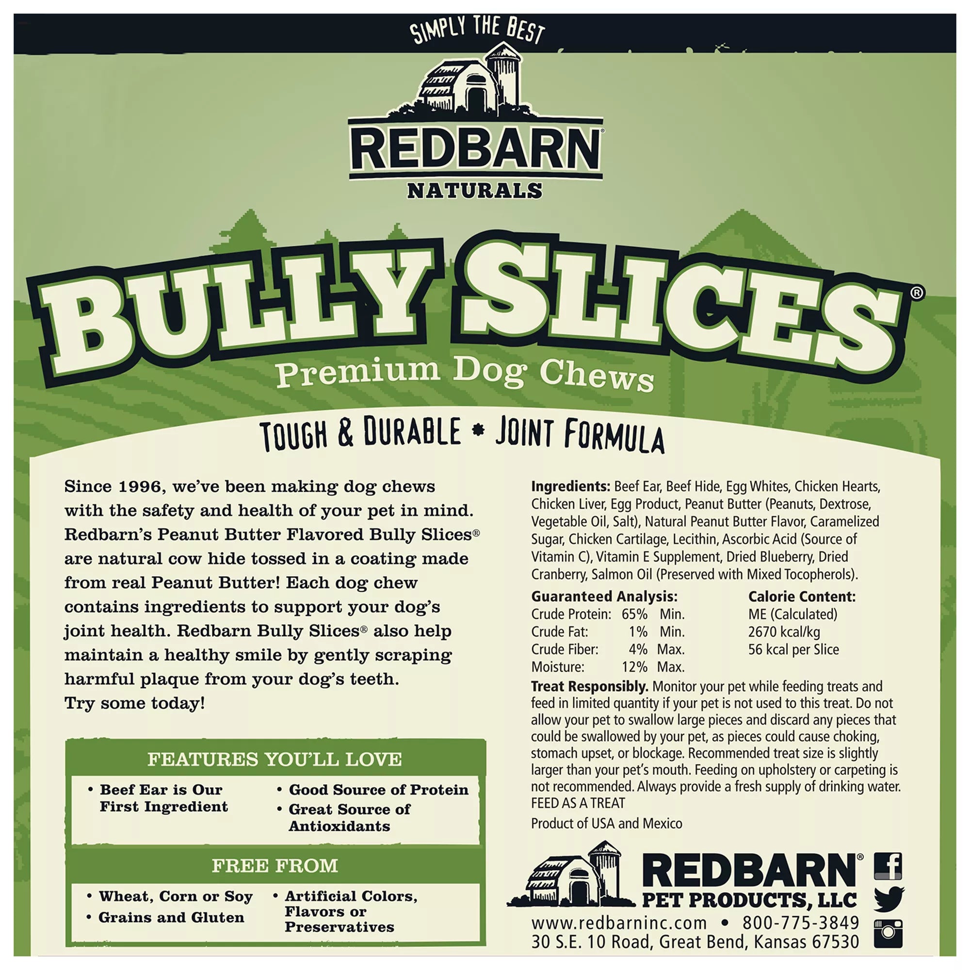 Redbarn Natural Pet Foods Bully Slices Dog Treat - Peanut Butter