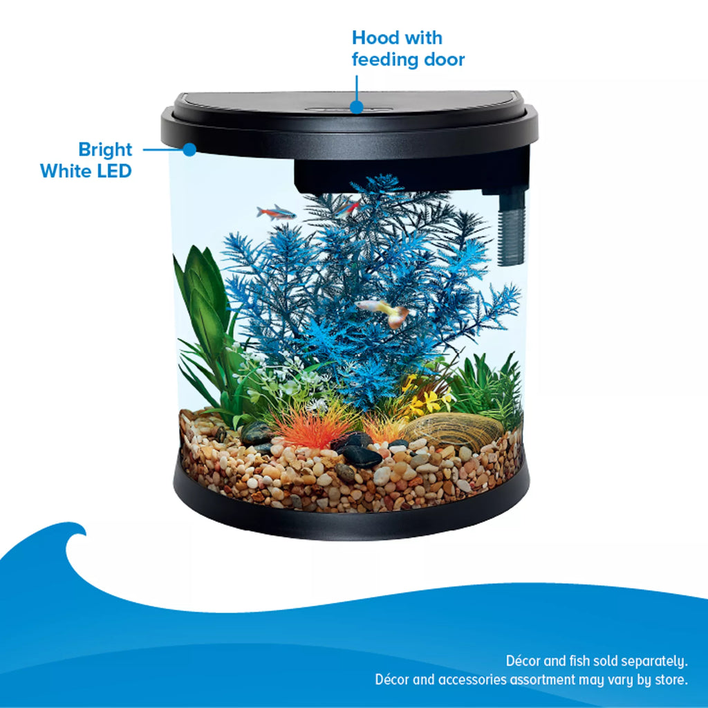 Top Fin Half Moon Aquarium - 3.5 Gallon