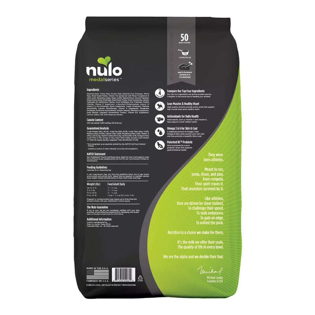 Nulo MedalSeries  Adult Dry Cat Food - Grain-Free Pet Food, Duck & Cod
