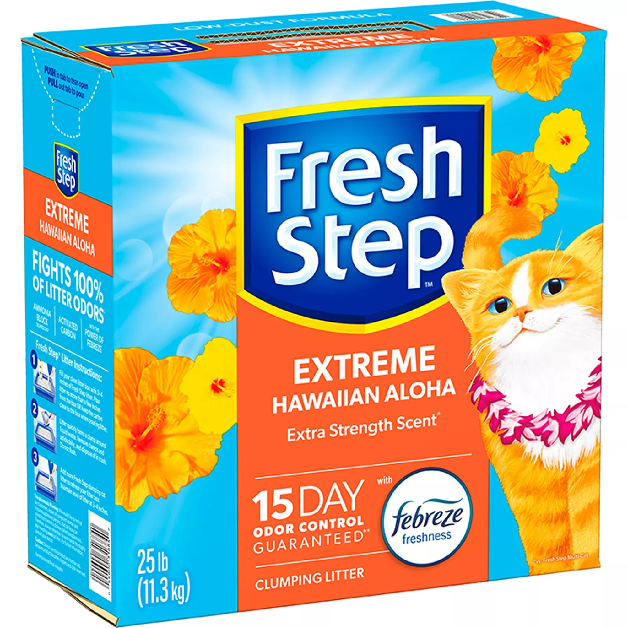 Fresh Step Extreme with Febreze Clay Cat Litter - Hawaiian Aloha Scented, Low Dust Litter