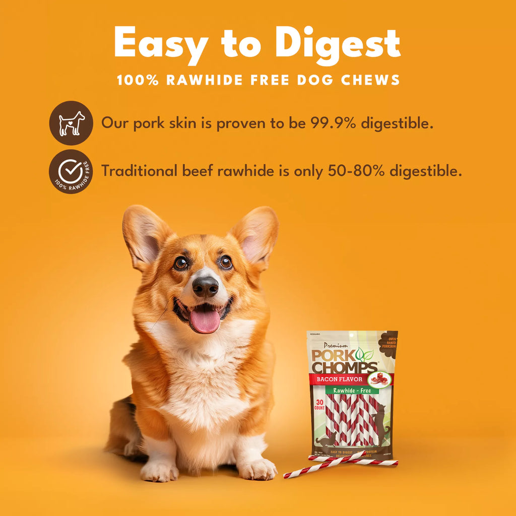 Pork Chomps Rawhide Free Twists Dog Treat - Bacon