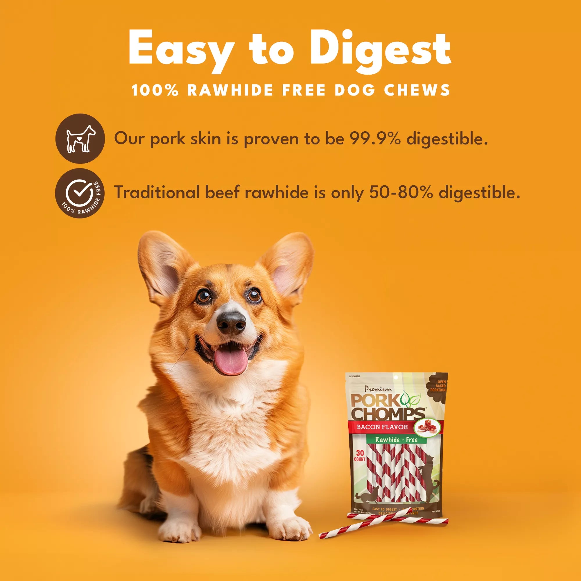 Pork Chomps Rawhide Free Twists Dog Treat - Bacon