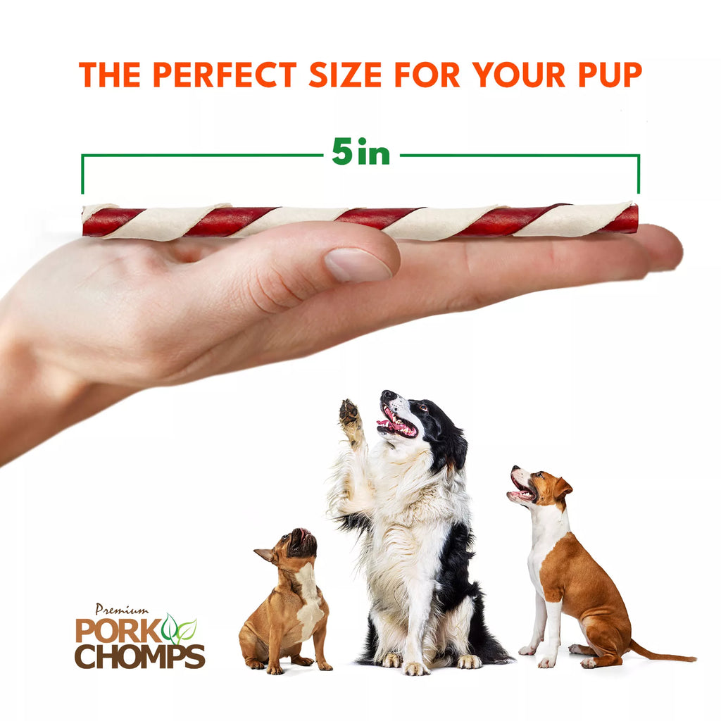 Pork Chomps Rawhide Free Twists Dog Treat - Bacon