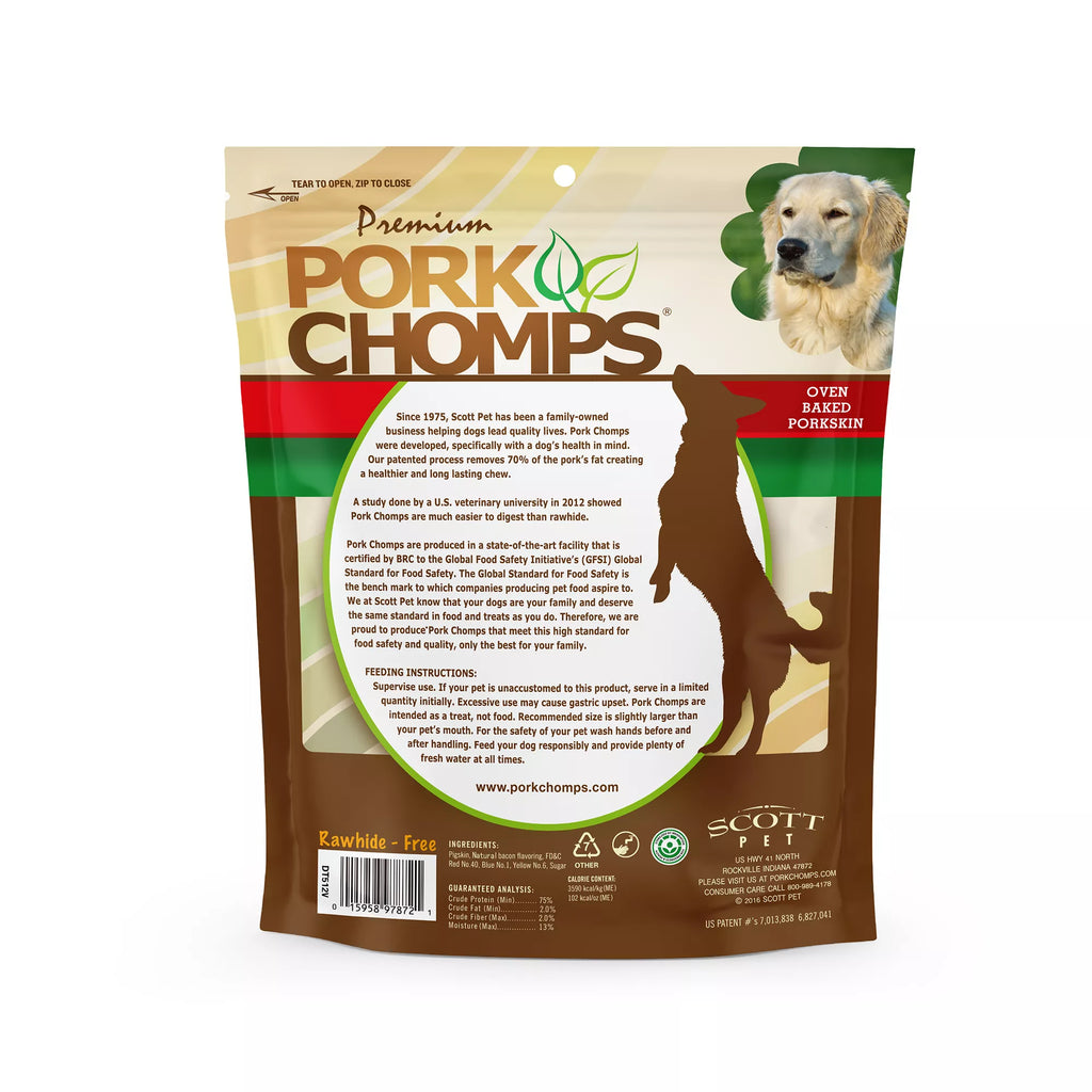Pork Chomps Rawhide Free Bones Dog Treat - Bacon